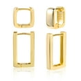 thumbnail image 1 of Lancharmed Gold Plated Earrings Studs,Square Rectangles 2 Pairs Earring For Women New Year Gifts, 1 of 9