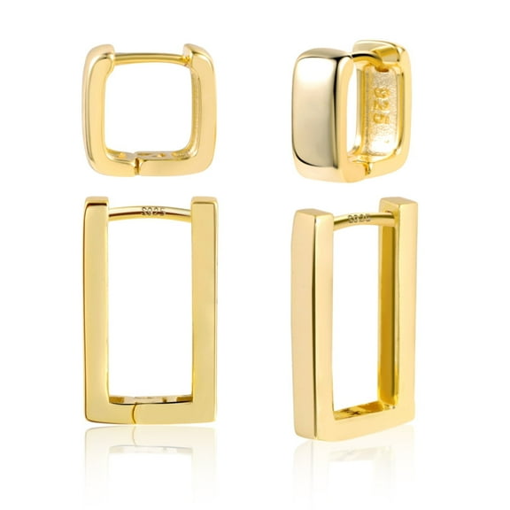 Lancharmed Gold Plated Earrings Studs,Square Rectangles 2 Pairs Earring For Women New Year Gifts