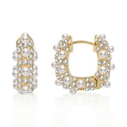 LANCHARMED Gold Plated Earrings for Mother,Pearl Zircon Earring Sister Gifts