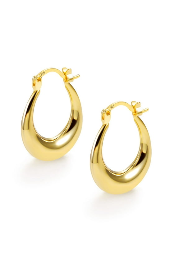 Gold Plated Earrings for Womens,Gradient Curved Hoops Earring Mother Daughter Gift