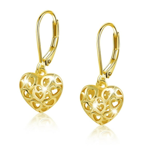 Lancharmed Gold Plated Earrings for Womens,Skeleton Heart Earring Wedding Gifts