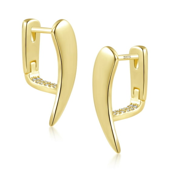 Lancharmed Gold Plated Holiday Earrings,Crescent Gradient Zircon Bezel Earring 40Th Birthday Gifts for Women