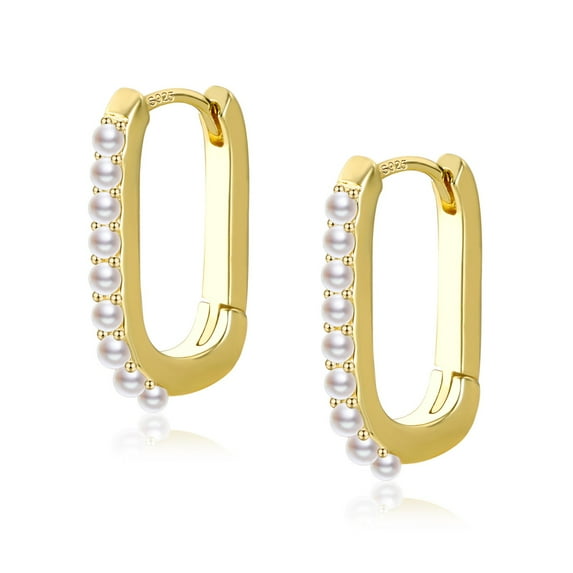 Lancharmed Gold Plated Hypoallergenic Earrings for Womens,Pearls Earring Friend Gifts