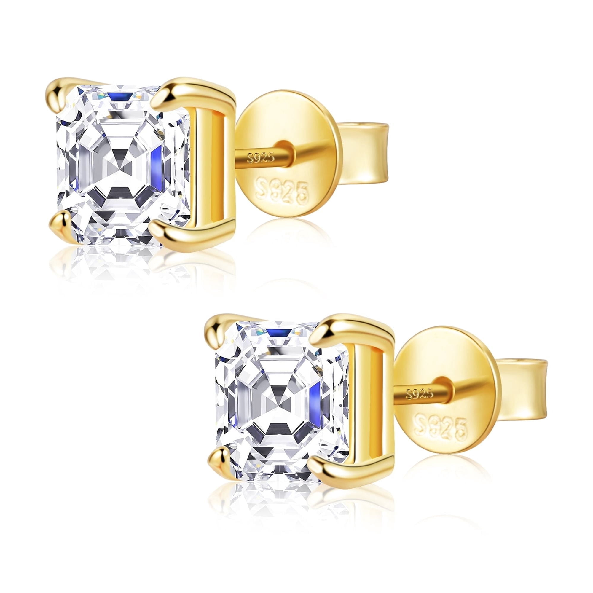 Lancharmed Moissanite Earrings  18K Gold Plated Sterling Silver Stud Earrings for Women 6mm 2ct D Color VVS1 Moissanite Stud Earrings Lab Created Diamond Earring Hypoallergenic Birthday Gifts for Wom