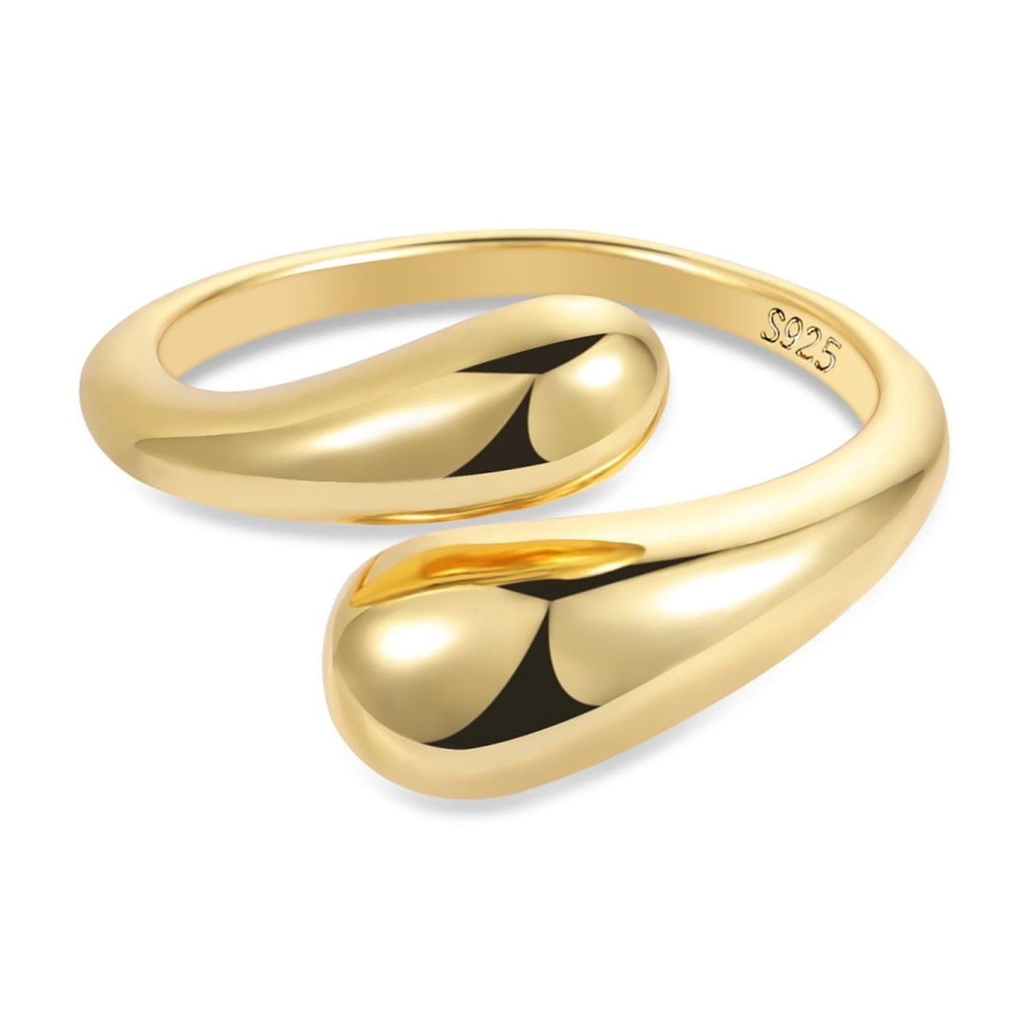 Lancharmed Mothers Ring 14K Gold Plated Rings Flip-Flop Teardrop ...