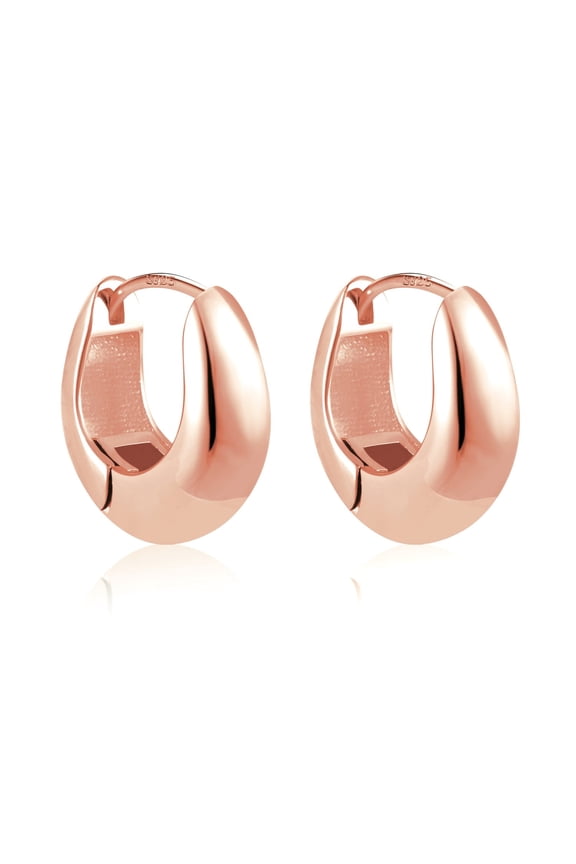 Rose Gold Plated Stud Earrings,Gradient U Shape Chunky Hoops Earring Gifts for Women form Daughter