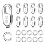 LANCHARMED Silver Bracelet Necklace Extenders Silver Plated Square Clasp 8 Open Jump Rings 10 Jewellery Clasp Necklace Extenders for Women Gift for Women