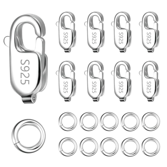 Lancharmed Silver Bracelet Necklace Extenders Silver Plated Square Clasp 8 Open Jump Rings 10 Jewellery Clasp Necklace Extenders for Women Gift for Women