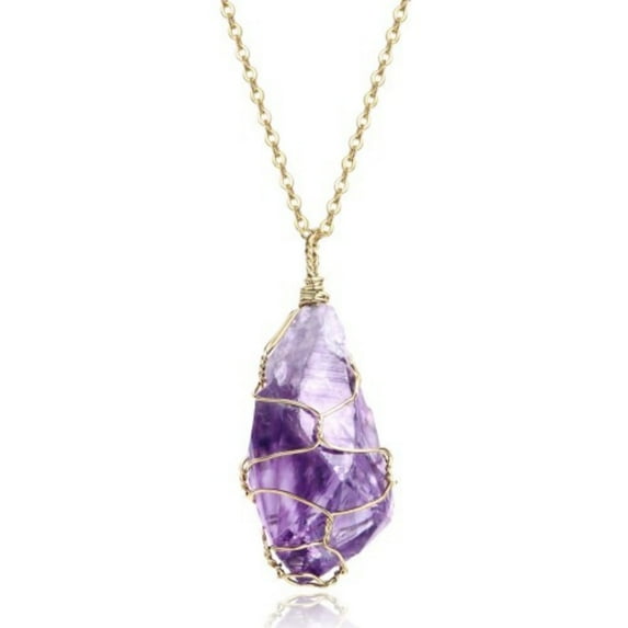 Lancharmed Silver Plated Best Friend Necklace Natural Stone Purple Crystal Necklace New Years Gifts