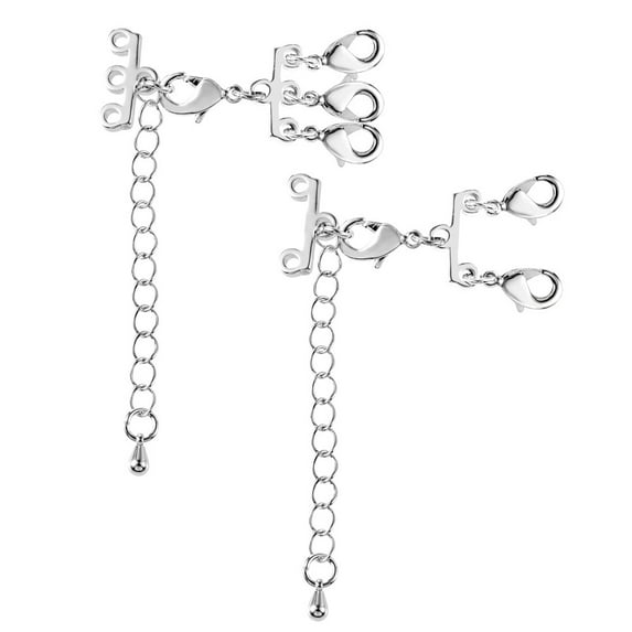 Lancharmed Silver Plated Connecting Clasp Two Rows Of Lobster Clasp Extension Chain Three Rows Of Jewellery Clasp for Women Extension Chain 2Pcs Gifts for Women Birthday Unique