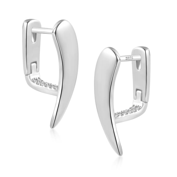 Lancharmed Silver Plated Earrings Studs,Crescent Gradient Zircon Bezel Earring Women Gifts for Birthday