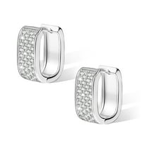 Lancharmed Silver Plated Earrings for Mother,U Shape Full of Zircon On One Side Earring Mother Daughter Gift