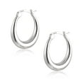 thumbnail image 1 of Lancharmed Silver Plated Earrings for Womens Trendy,Glossy Teardrop Oval Circles Earring Grandparents Gifts, 1 of 7