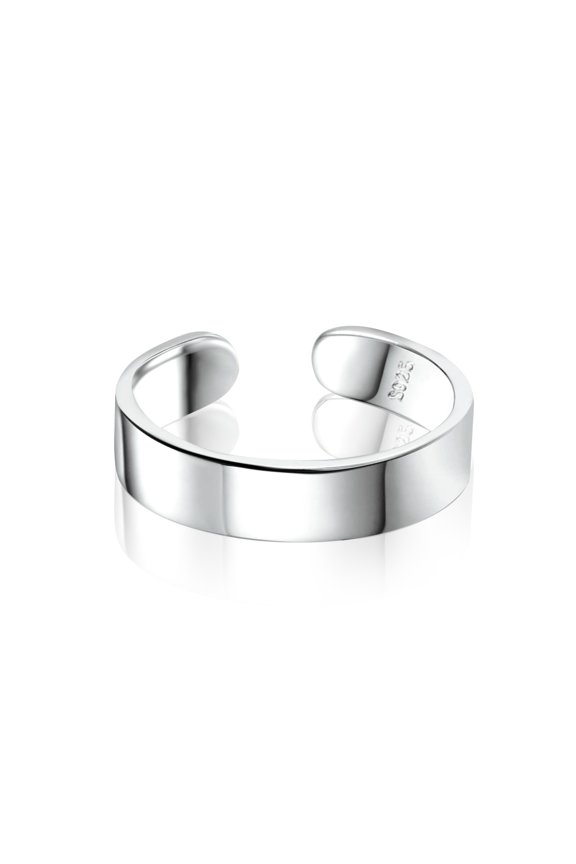 Silver Plated Rings 5Mm Wide Open Face Adjustable Thumb Rings for Women Size 6-10 Mom Gifts