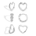 thumbnail image 1 of Lancharmed Silver Plated Stud Earrings,Three Pairs of Heart Zircon Earring Friend Gifts, 1 of 9