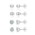 thumbnail image 1 of Lancharmed Silver Plated Stud Earrings for Womens,4 Pairs of Studs Pearl Zircon Heart Earring Birthday Gifts for Sister, 1 of 8