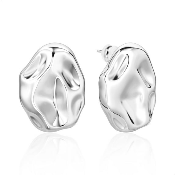 Lancharmed Silver Plated Studs Earrings for Womens,Oval Earring Womens Gifts Under 25 Dollars