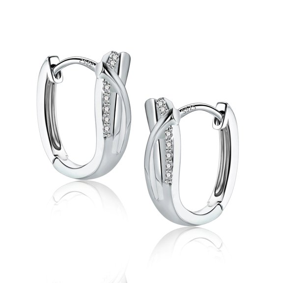 Lancharmed Silver Plated Women's Earrings,Crossed Zirconia Earring Gifts for Sister