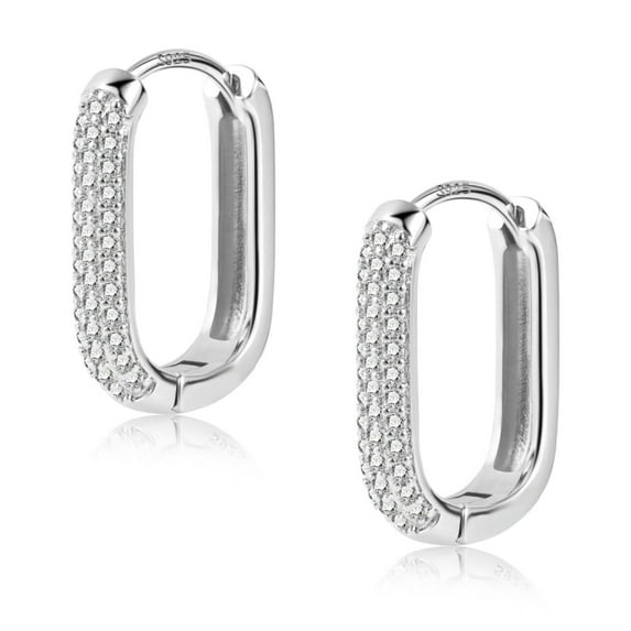 Lancharmed Silver Plated Women's Earrings,U Shaped Zircon Earring Wife Gifts