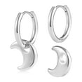 thumbnail image 1 of Lancharmed Silver Plated Womens Earrings,Luminous Bezel Moon Pendant Earring Friend Gifts, 1 of 9