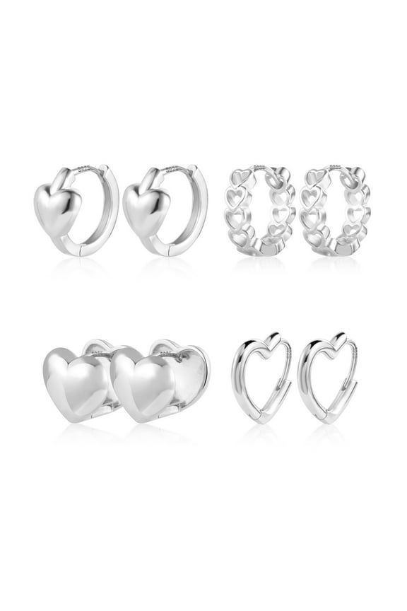 Silver Plated Womens Earrings,Openwork Love Circle Glossy Earring Teacher Gifts