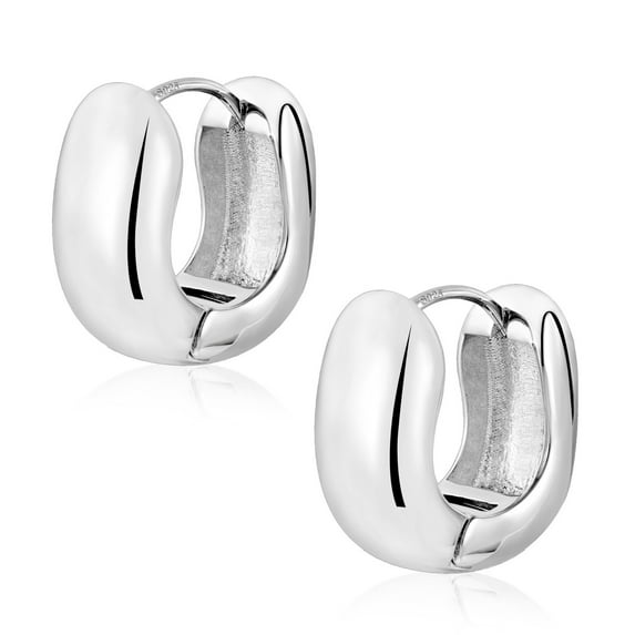 Lancharmed Silver Plated Womens Earrings,Wide U Shaped Bezel Earring Grandparents Gifts
