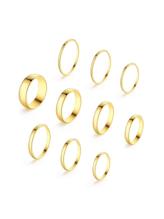 Stainless Steel Rings 18K Gold Plated Rings 10 Pcs Adjustable Thumb Gift for Women