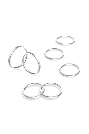 Stainless Steel Rings White Gold Plated Rings 7 Wide 2Mm Adjustable Thumb Gifts for Grandma
