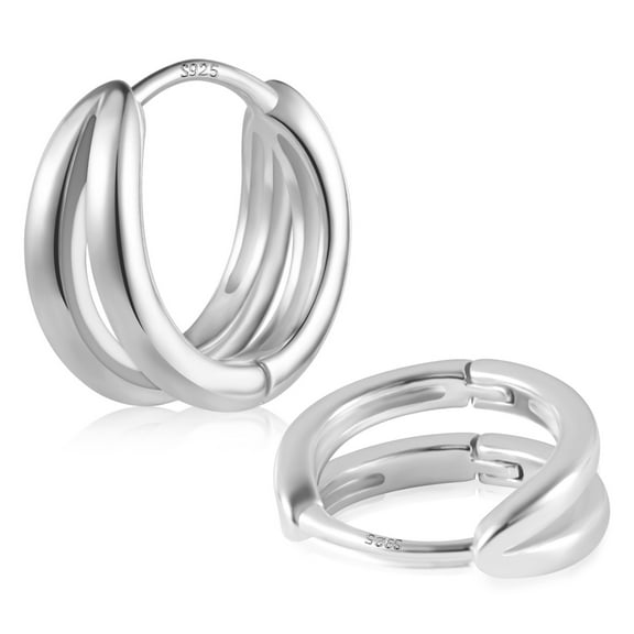 Lancharmed White Gold Plated Earrings for Mother,Double Circle Split Earring Teacher Gifts