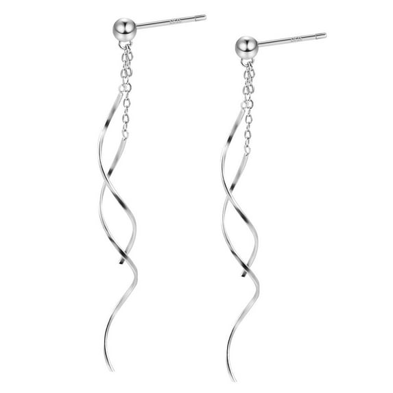 Lancharmed White Gold Plated Earrings for Womens,Bead Wave Tassel Earring Galentines Gifts