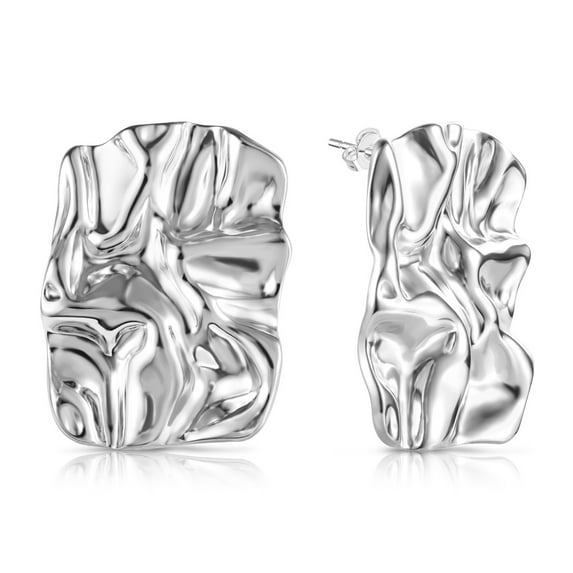 Lancharmed White Gold Plated Stud Earrings for Womens,Rectangular Earring Gifts for Women