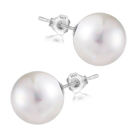 Lancharmed White Gold Plated Studs Earrings for Womens,12Mm Pearls Earring Friend Gift