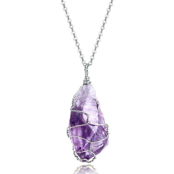 Lancharmed White Gold Plateds To My Daughter Necklace Natural Stone Purple Crystal Necklace Mother Gifts