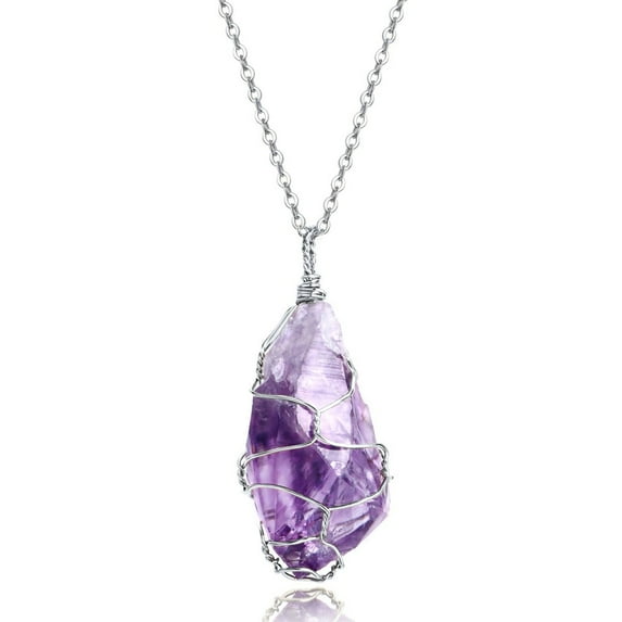 Lancharmed White Gold Plateds To My Daughter Necklace Natural Stone Purple Crystal Necklace Mother Gifts