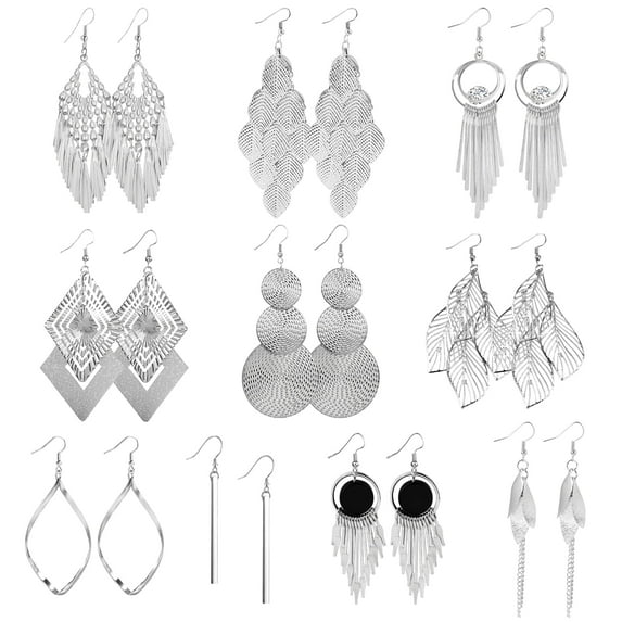 Lancharmed Women's Earrings Stud Earrings Copper Piece Large 10 Pairs Set Alloys Earring Gifts for Women