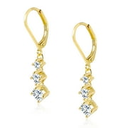 LANCHARMED Women's Earrings White Zirconium Dangle Earrings 14K Gold Plated Earring Gold