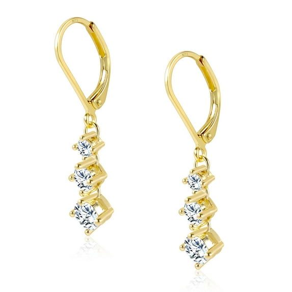 Lancharmed Women's Earrings White Zirconium Dangle 14K Gold Plated Earring Gifts for Women