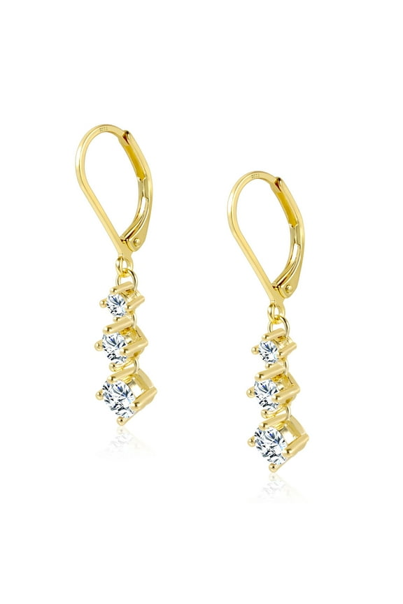 Women's Earrings White Zirconium Dangle 14K Gold Plated Earring Gifts for Women