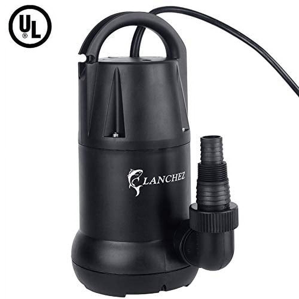 Lanchez Q9003 3/4 HP Submersible Utility Pump Max Flow 4450 GPH Clean Water  Removal Drain Pump for Swimming Pool Garden Pond Basement
