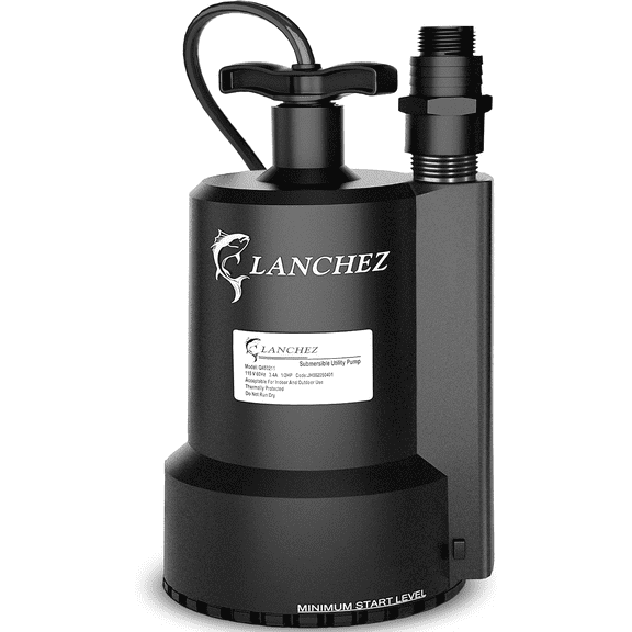 Lanchez Sump Pump, 1/2 HP 2450GPH Submersible Water Pump, Utility Pump Thermoplastic Portable Electric Transfer Pump for Hot Tub Swimming Pool Basement Garden Pond Tubs Draining with 10FT Cord
