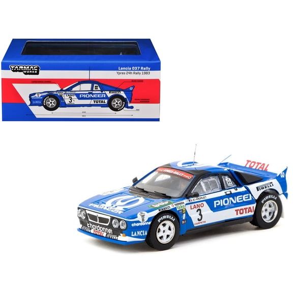 Lancia 037 Rally #3 2nd Place "Ypres 24 Hours Rally" (1983) "Hobby64+" Series 1/64 Diecast Model Car by Tarmac Works