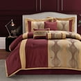 thumbnail image 1 of Lanco 7-Piece Elegant Wine Gold Bed in a Bag, California King, 1 of 8