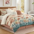 thumbnail image 1 of Lanco 7 Piece Floral Comforter Set, Queen Size Microfiber Print Bedding Set, Blush All Season Bedding, Matching Pillows, Shams, Bed Skirt, 1 of 7