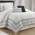 thumbnail image 1 of Lanco 7 Piece White Black Comforter Set, California King Size Clip & Microfiber Print Bedding Set, All Season Geometric Bedding, Matching Pillows , Shams , Bed Skirt, 1 of 7