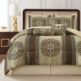 thumbnail image 1 of Lanco 7-Pieces Brown Navy Medallion Comforter Bedding Sets, King, 1 of 7