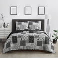 thumbnail image 1 of Lanco All Season Floral Printing 3 Piece Quilt Set , King Size Black White Quilt With Pillow Sham , Bedspreads & Coverlets, 1 of 7