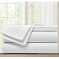 thumbnail image 1 of Lanco Amanda 4-Piece Flat Sheet Set, White, Easy Care 300 Thread Count Microfiber Embroidery, 1 of 6