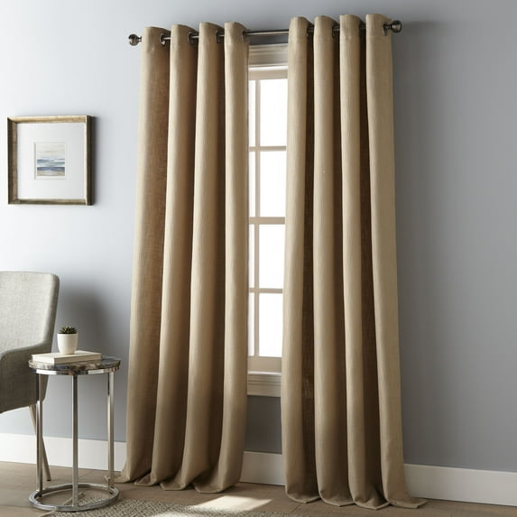 Lanco Anwen Light Filtering Grommet Single Curtain Panel, Tan, 2" Header Size, Light Filtering, 54 x 84", 100% Polyester