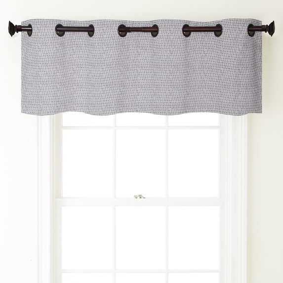 Lanco Basil Room Darkening Window Curtain Valance with Grommet Top, Silver, 54 x 18"