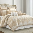 thumbnail image 1 of Lanco Beige and Gold Comforter Set Queen Size, 9 Piece Jacquard Floral Bedding Set, All Season, Ultra-Soft, Matching Pillows & Shams, Bed Skirt, 1 of 7